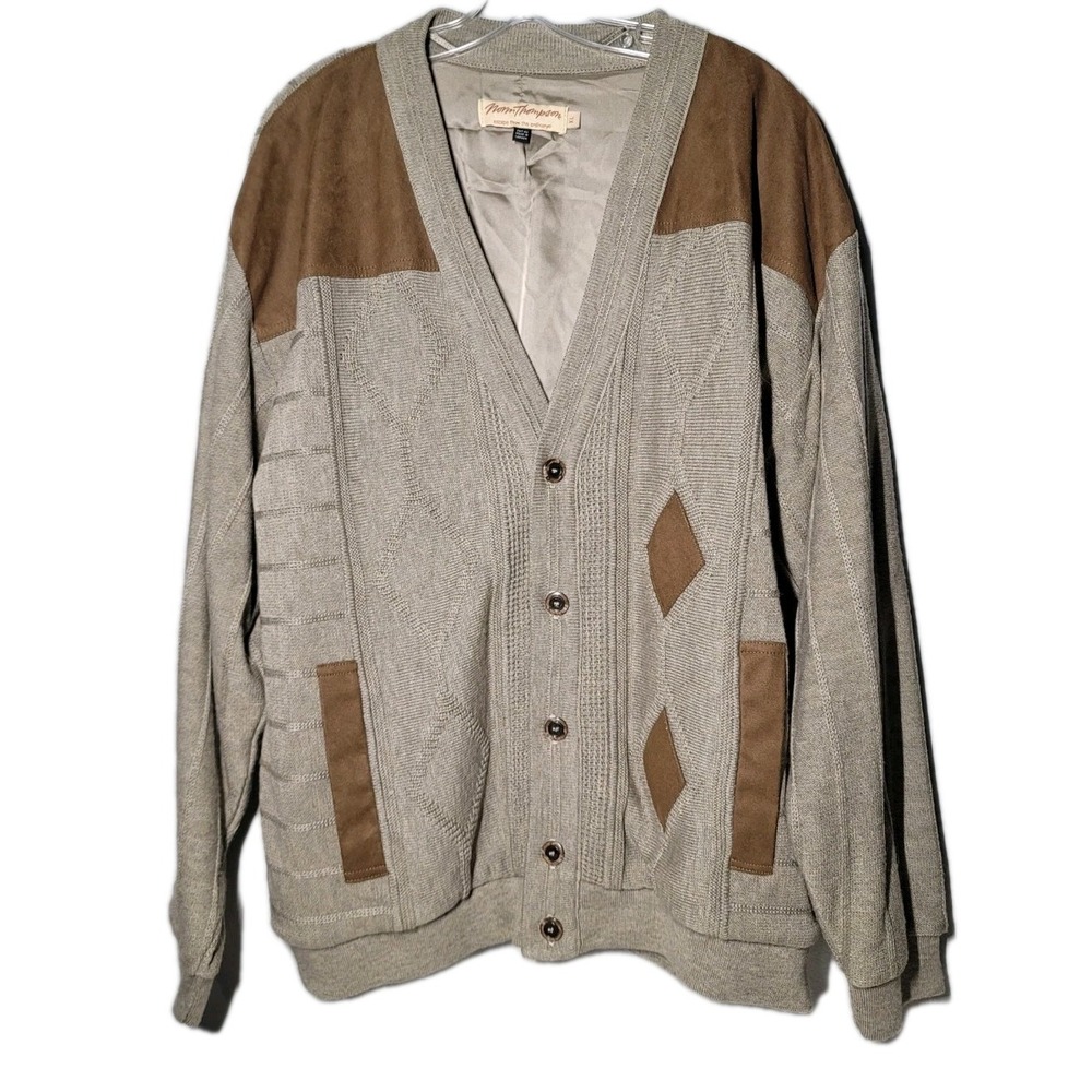 Norm Thompson Gray and Brown Cardigan Sweater